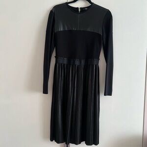 Markus Lupfer black dress with leather accents size small